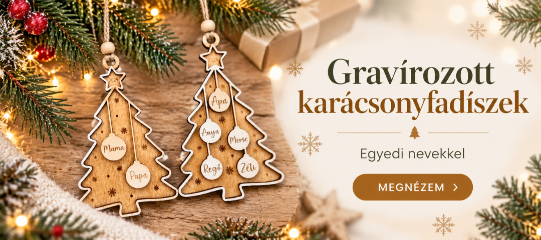 Egyedi gravírozott karácsonyfadíszek