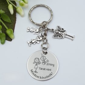 Köszönetajándék óvónéninek, ajándék óvó néninek, gravírozott kulcstartó - ajándékok óvónőknek