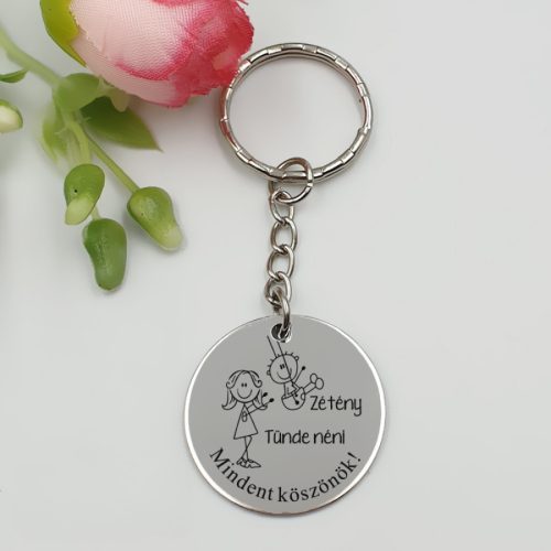 Köszönetajándék óvónéninek, ajándék óvó néninek, gravírozott kulcstartó - ajándékok óvónőknek