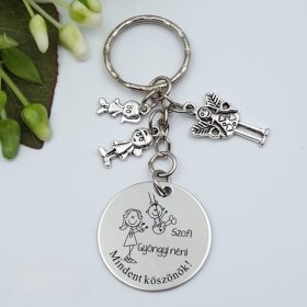 Köszönetajándék óvónéninek, ajándék óvó néninek, gravírozott kulcstartó - ajándékok óvónőknek
