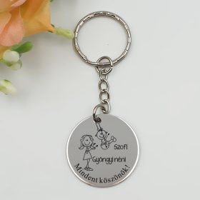 Köszönetajándék óvónéninek, ajándék óvó néninek, gravírozott kulcstartó - ajándékok óvónőknek