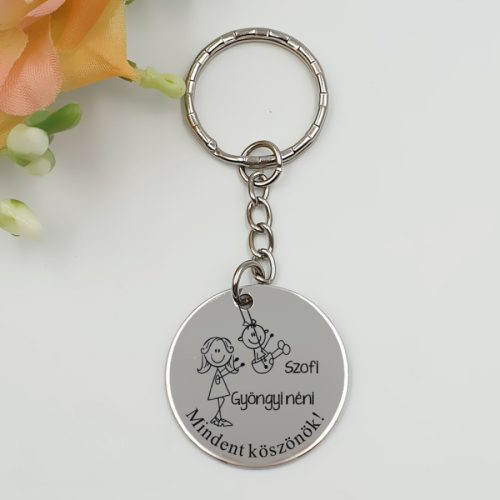 Köszönetajándék óvónéninek, ajándék óvó néninek, gravírozott kulcstartó - ajándékok óvónőknek