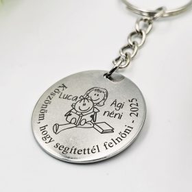 Köszönetajándék óvónéninek, ajándék óvó néninek, gravírozott kulcstartó - ajándékok óvónőknek