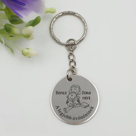 Köszönetajándék óvónéninek, ajándék óvó néninek, gravírozott kulcstartó - ajándékok óvónőknek