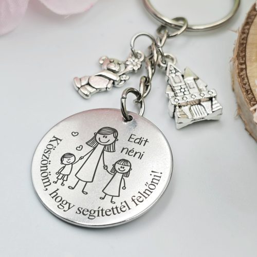 Köszönetajándék óvónéninek, ajándék óvó néninek, gravírozott kulcstartó - ajándékok óvónőknek