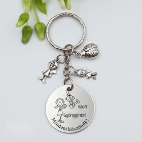 Köszönetajándék óvónéninek, ajándék óvó néninek, gravírozott kulcstartó - ajándékok óvónőknek