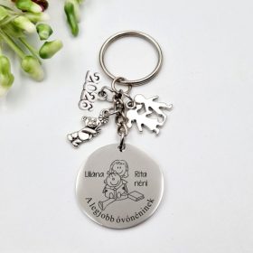Köszönetajándék óvónéninek, ajándék óvó néninek, gravírozott kulcstartó - ajándékok óvónőknek