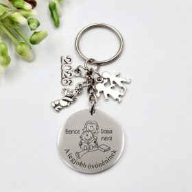 Köszönetajándék óvónéninek, ajándék óvó néninek, gravírozott kulcstartó - ajándékok óvónőknek