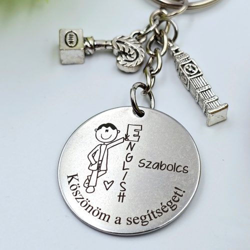 Ballagási kulcstartó angoltanároknak, ajándék angoltanárnak 