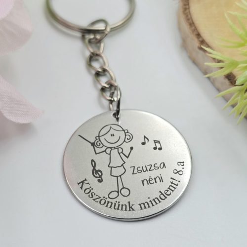 Ballagási kulcstartó énektanároknak, ajándék ének tanárnak 