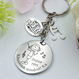 Ballagási kulcstartó énektanároknak, ajándék ének tanárnak 