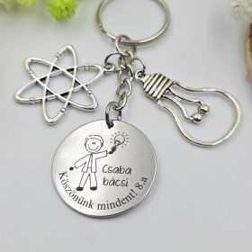 Ballagási kulcstartó fizikatanároknak, ajándék fizika tanárnak 