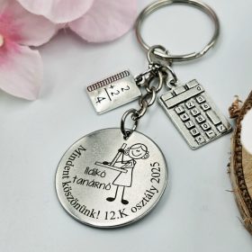 Ballagási kulcstartó matektanároknak, ajándék matematika tanárnak 