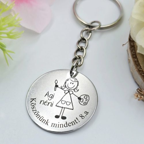 Ballagási kulcstartó rajztanároknak, ajándék rajz tanárnak 