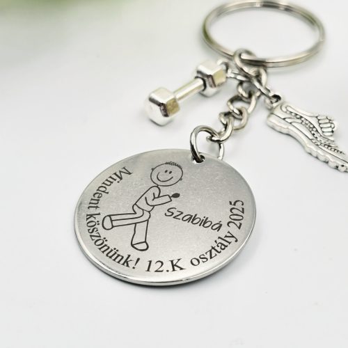 Ballagási kulcstartó testneveléstanároknak, ajándék testnevelés tanárnak 