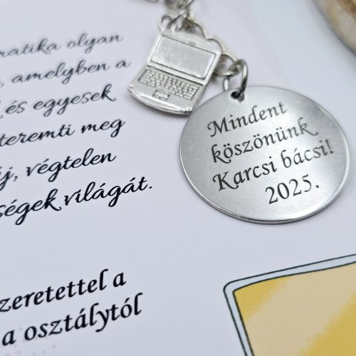 Ballagási kulcstartó informatikatanároknak, ajándék informatika tanárnak 