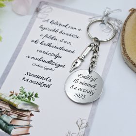 Ballagási kulcstartó magyartanároknak, ajándék magyar tanárnak 