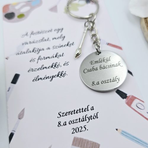 Ballagási kulcstartó rajztanároknak, ajándék rajz tanárnak 