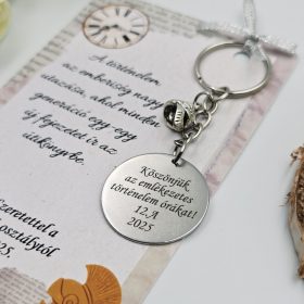 Ballagási kulcstartó történelemtanároknak, ajándék történelem tanárnak 