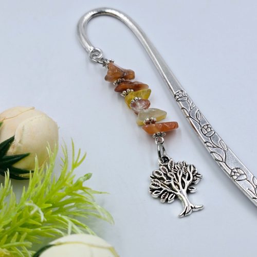 "Haisley" - könyvjelző karneol törmelékes ásványokkal, életfa charmmal