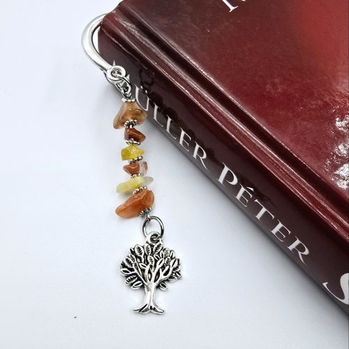 "Haisley" - könyvjelző karneol törmelékes ásványokkal, életfa charmmal