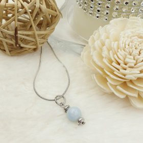   "Samantha" - nemesacél nyaklánc halványkék jade medállal