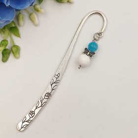   "Nancy" - könyvjelző kék-fehér jáde angyalkával