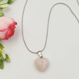   "Deborah" - nemesacél nyaklánc rózsakvarc szív medállal