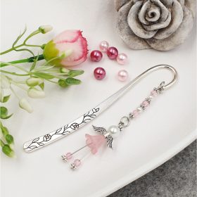   "Deborah" - könyvjelző rózsaszín akril angyalkával