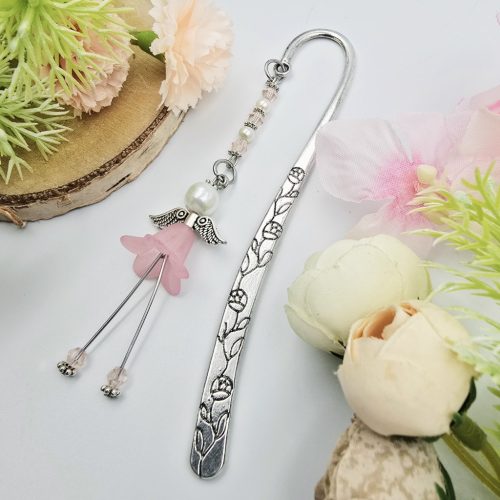 "Deborah" - könyvjelző rózsaszín akril angyalkával