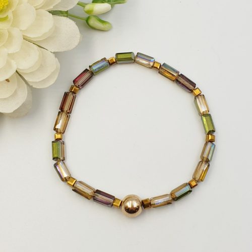 "Karen" - karkötő csiszolt üveggyöngyökkel, aranyló hematittal