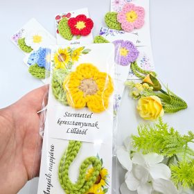 Virágos könyvjelző felirattal - Ajándék óvó néninek, tanár néninek