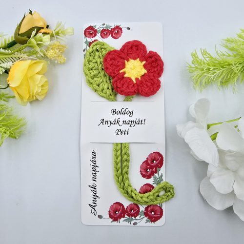 Virágos könyvjelző felirattal - Ajándék óvó néninek, tanár néninek
