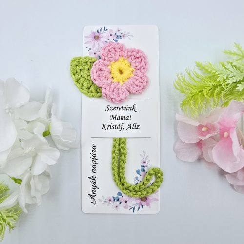 Virágos könyvjelző felirattal - Ajándék óvó néninek, tanár néninek