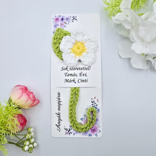 Virágos könyvjelző felirattal - Ajándék óvó néninek, tanár néninek