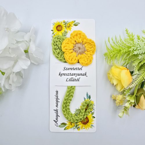 Virágos könyvjelző felirattal - Ajándék óvó néninek, tanár néninek