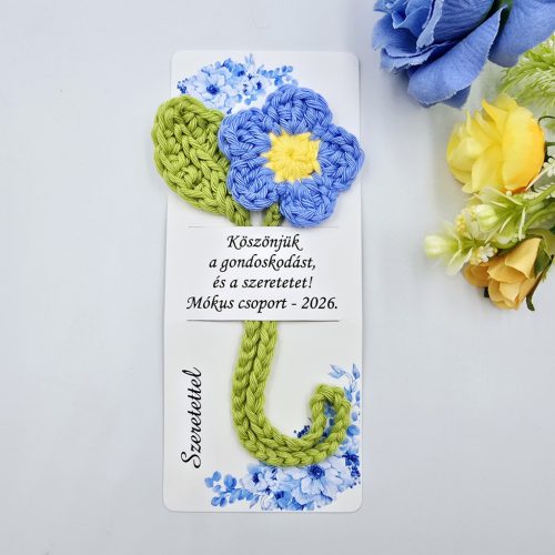 Virágos könyvjelző felirattal - Ajándék óvó néninek, tanár néninek