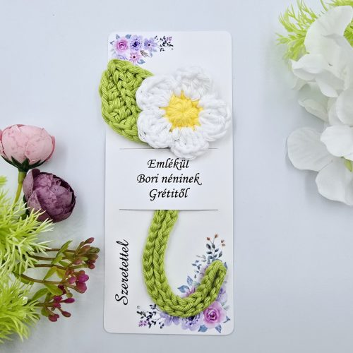 Virágos könyvjelző felirattal - Ajándék óvó néninek, tanár néninek
