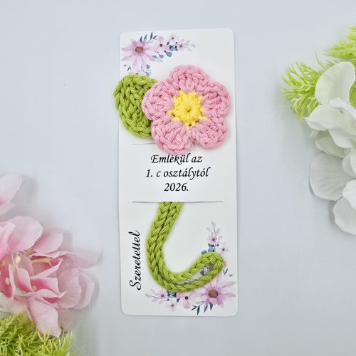 Virágos könyvjelző felirattal - Ajándék óvó néninek, tanár néninek