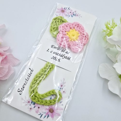 Virágos könyvjelző felirattal - Ajándék óvó néninek, tanár néninek