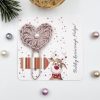Horgolt szivecskés könyvjelző óriás gémkapoccsal, karácsonyi ajándékkártyán - 11