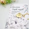 Horgolt virág kulcstartó gravírozott medállal, egyedi ajándékkártyán - 2 (több szín)