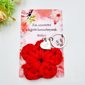 Ajándék anyák napjára, horgolt kézműves kulcstartó
