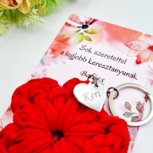 Ajándék anyák napjára, horgolt kézműves kulcstartó