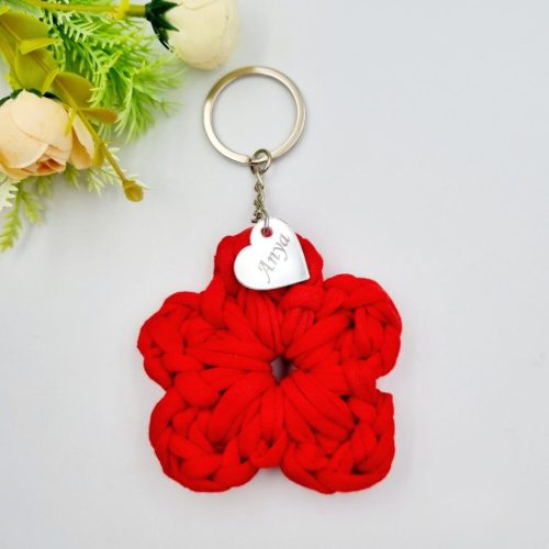 Ajándék anyák napjára, horgolt kézműves kulcstartó