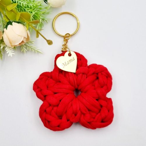 Ajándék anyák napjára, horgolt kézműves kulcstartó