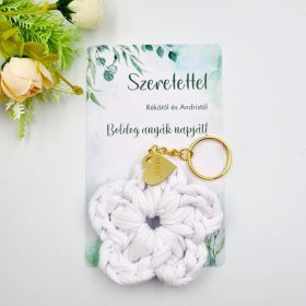 Ajándék anyák napjára,  kézműves horgolt kulcstartó 