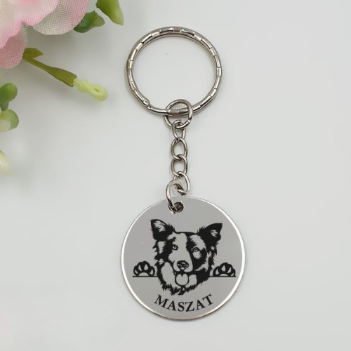 Kutyás kulcstartó saját kutyusod nevével - border collie