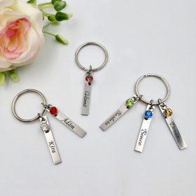   "Gyermekeink" - Nemesacél kulcstartó választható medálszámmal, születéskővel