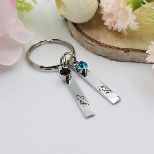 "Gyermekeink" - Nemesacél kulcstartó választható medálszámmal, születéskővel